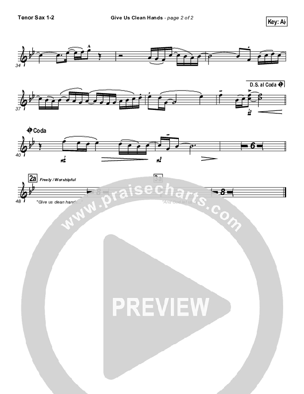 Give Us Clean Hands Tenor Sax 1/2 (Charlie Hall)