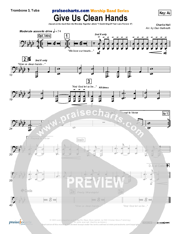 Give Us Clean Hands Trombone 3/Tuba (Charlie Hall)