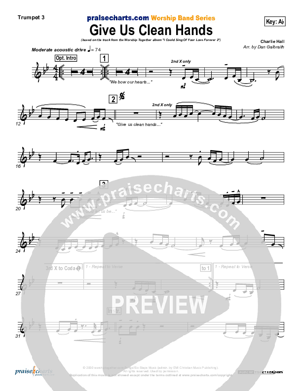 Give Us Clean Hands Trumpet 3 (Charlie Hall)