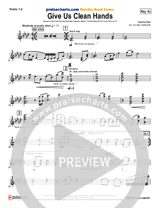 Give Us Clean Hands Violin 1/2 (Charlie Hall)