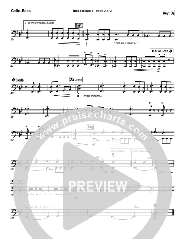 Indescribable Cello/Bass (Chris Tomlin / Passion)