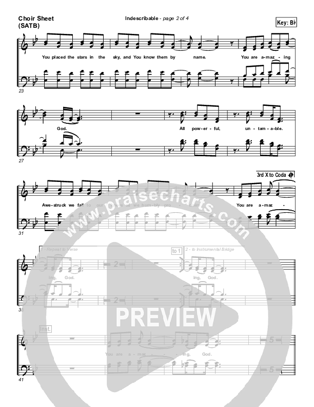 Indescribable Choir Sheet (SATB) (Chris Tomlin / Passion)