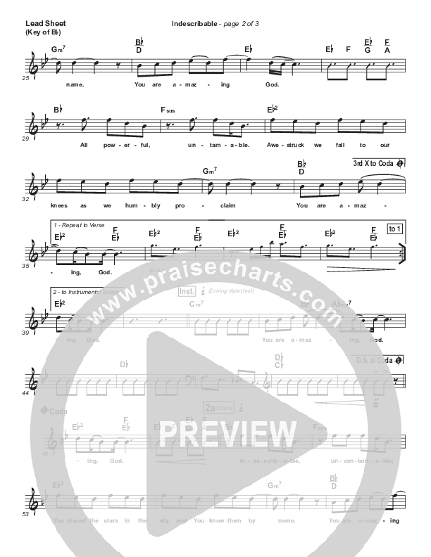 Indescribable Lead Sheet (Melody) (Chris Tomlin / Passion)