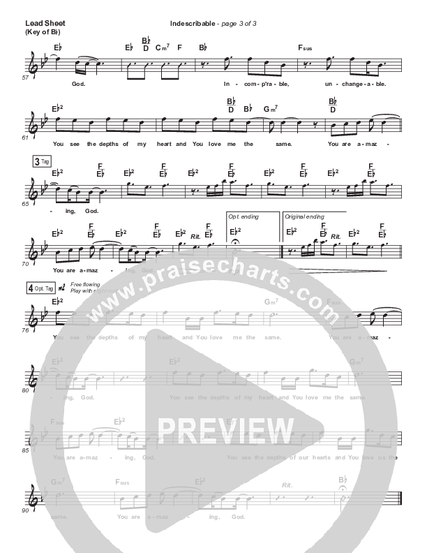 Indescribable Lead Sheet (Melody) (Chris Tomlin / Passion)