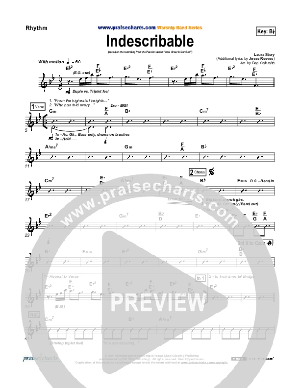 Indescribable Rhythm Chart (Chris Tomlin / Passion)