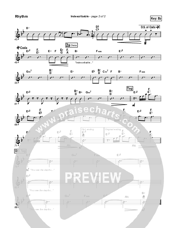 Indescribable Rhythm Chart (Chris Tomlin / Passion)