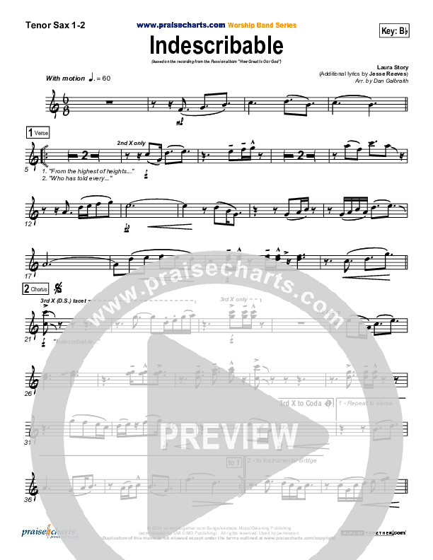 Indescribable Tenor Sax 1/2 (Chris Tomlin / Passion)