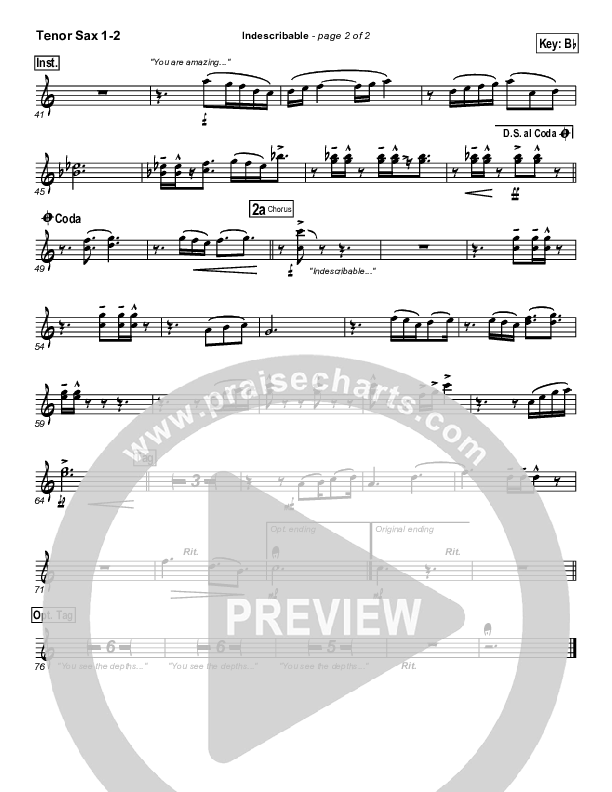 Indescribable Tenor Sax 1/2 (Chris Tomlin / Passion)