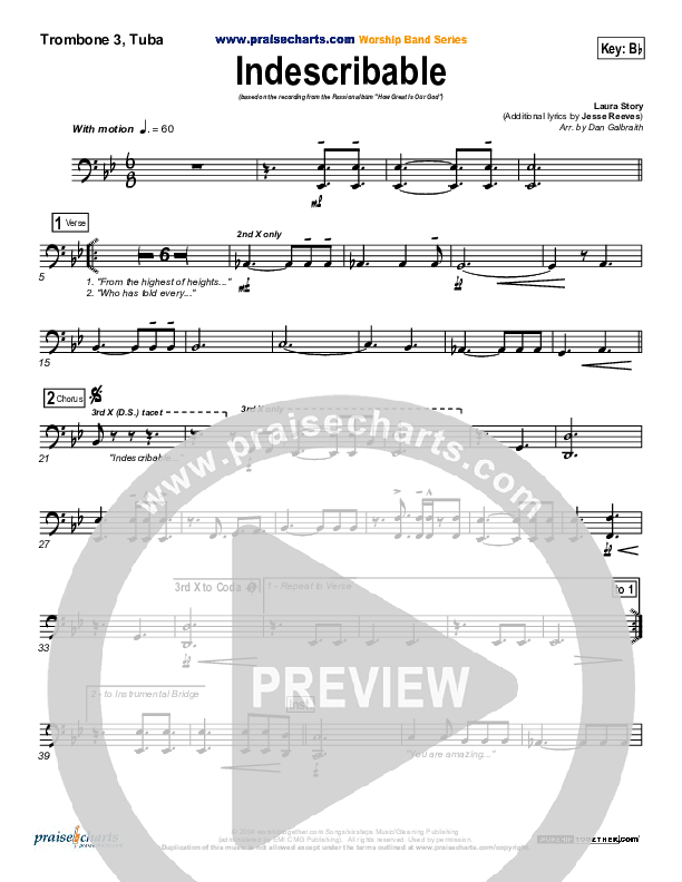 Indescribable Trombone 3/Tuba (Chris Tomlin / Passion)