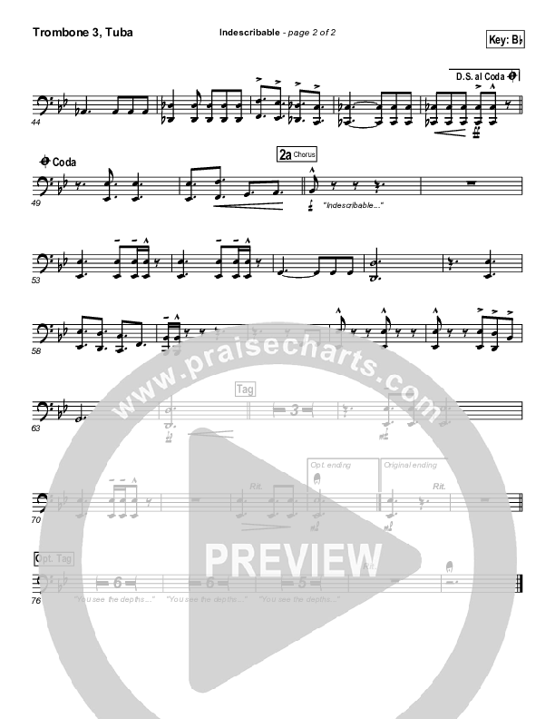 Indescribable Trombone 3/Tuba (Chris Tomlin / Passion)