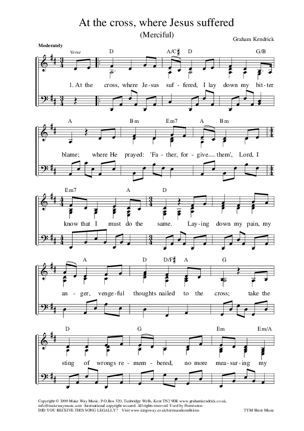 At The Cross Where Jesus Suffered (Merciful) Piano/Vocal (Graham Kendrick)