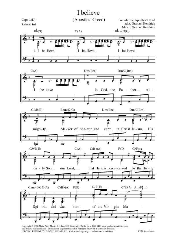 I Believe Piano/Vocal (Graham Kendrick)