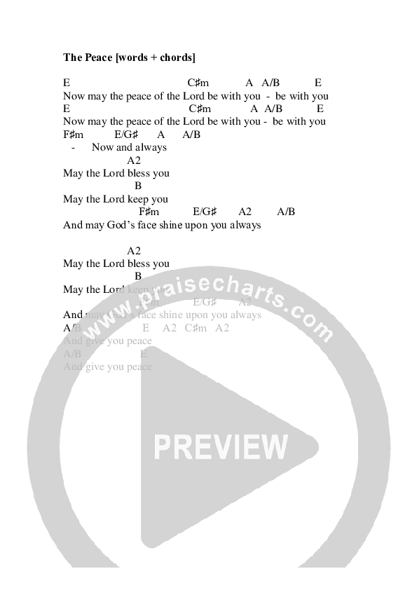 The Peace Chord Chart (Graham Kendrick)
