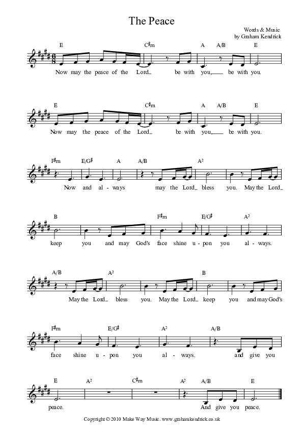 The Peace Lead Sheet (Graham Kendrick)