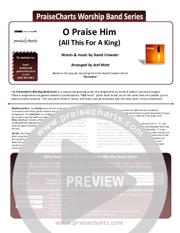 O Praise Him Cover Sheet (David Crowder)