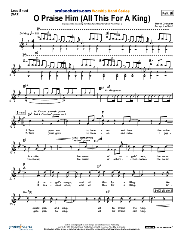 O Praise Him Lead Sheet (David Crowder)