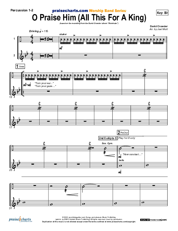 O Praise Him Percussion 1/2 (David Crowder)