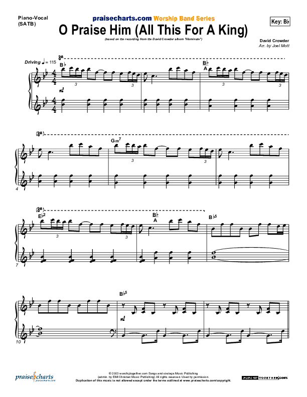 O Praise Him Piano/Vocal (David Crowder)