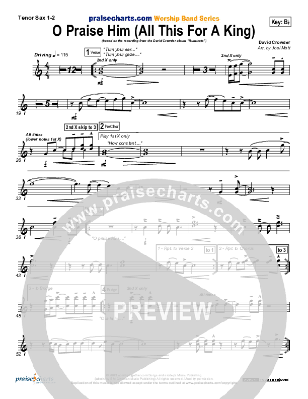 O Praise Him Tenor Sax 1/2 (David Crowder)