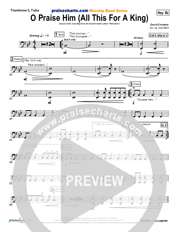 O Praise Him Trombone 3/Tuba (David Crowder)