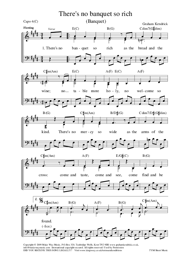 There's No Banquet So Rich (Banquet) Piano/Vocal (Graham Kendrick)