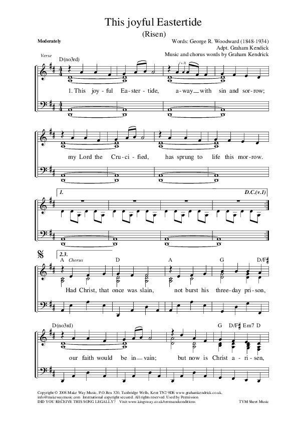 This Joyful Eastertide (Risen) Piano/Vocal (Graham Kendrick)