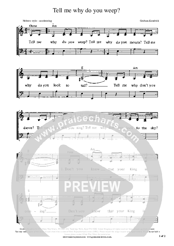 Tell Me Why Do You Weep Piano/Vocal (Graham Kendrick)