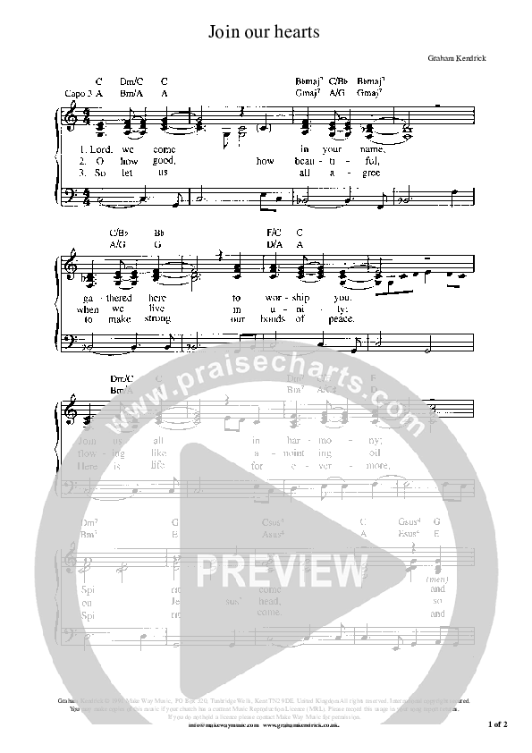 Join Our Hearts Piano/Vocal (Graham Kendrick)