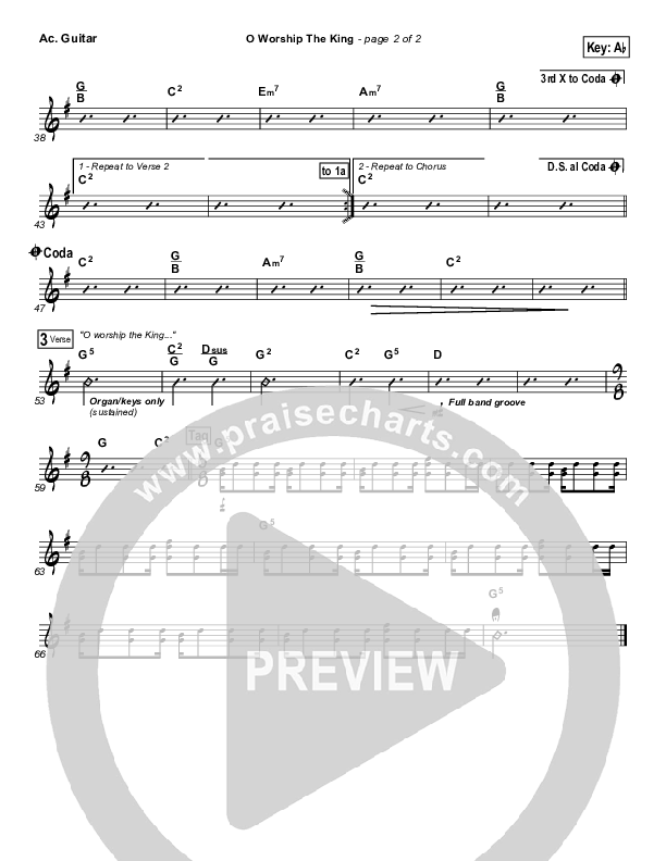 O Worship The King Acoustic Guitar (Chris Tomlin / Passion)