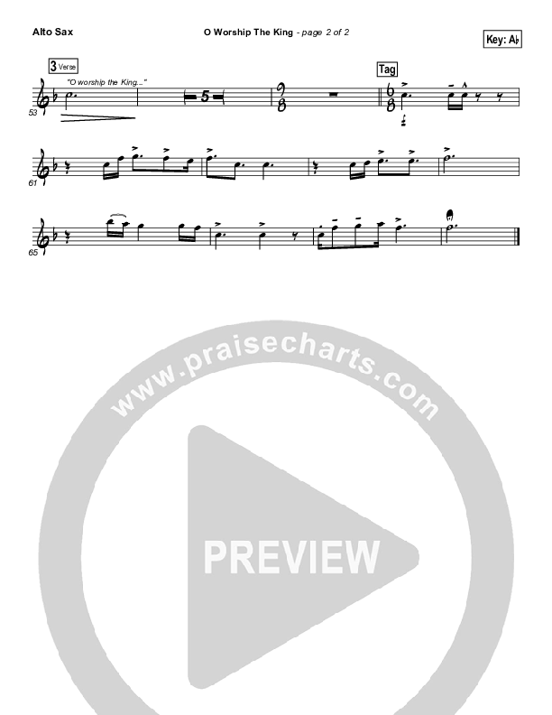 O Worship The King Alto Sax (Chris Tomlin / Passion)