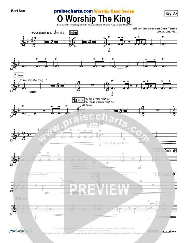 O Worship The King Bari Sax (Chris Tomlin / Passion)