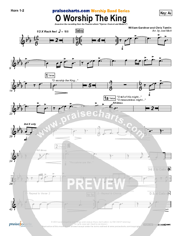 O Worship The King French Horn 1/2 (Chris Tomlin / Passion)