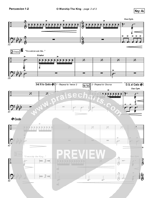 O Worship The King Percussion (Chris Tomlin / Passion)