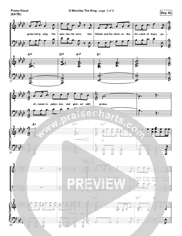 O Worship The King Piano/Vocal (Chris Tomlin / Passion)