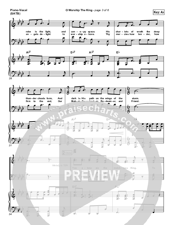 O Worship The King Piano/Vocal (SATB) (Chris Tomlin / Passion)
