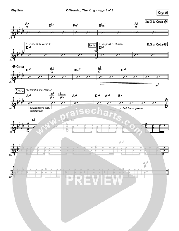O Worship The King Rhythm Chart (Chris Tomlin / Passion)