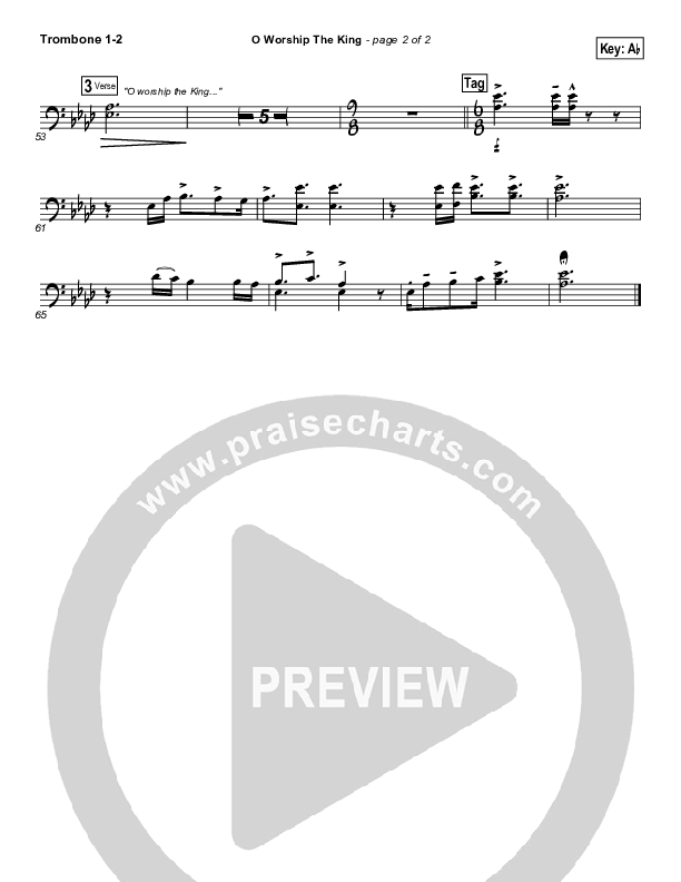 O Worship The King Trombone 1/2 (Chris Tomlin / Passion)