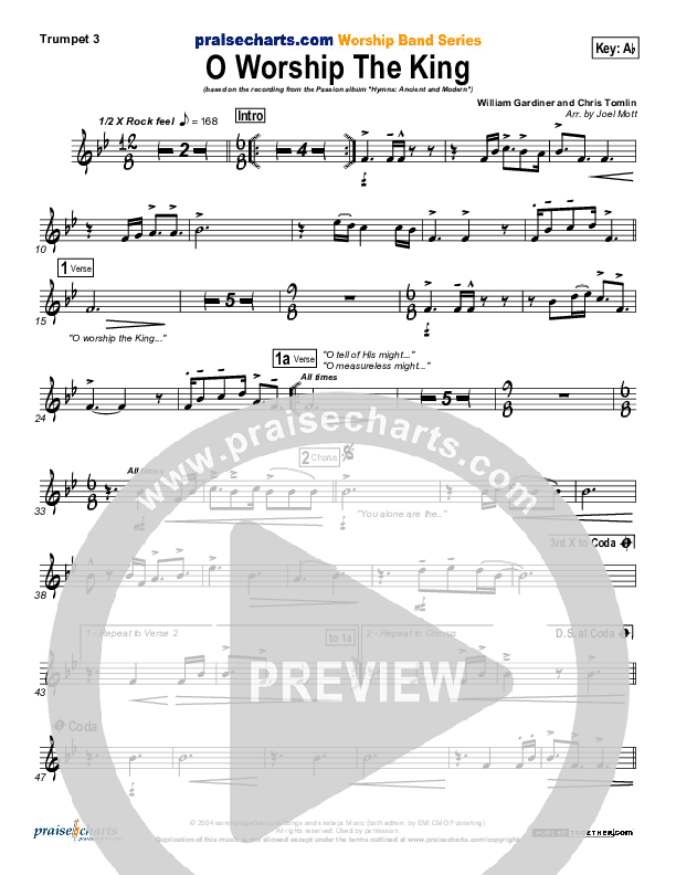 O Worship The King Trumpet 3 (Chris Tomlin / Passion)