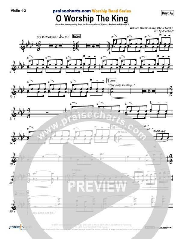 O Worship The King Violin 1/2 (Chris Tomlin / Passion)