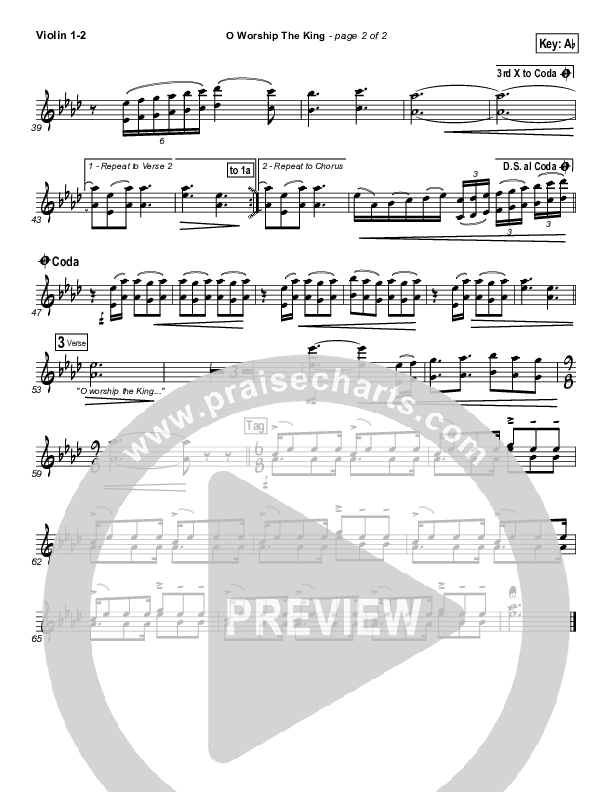 O Worship The King Violin 1/2 (Chris Tomlin / Passion)