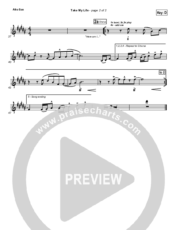Take My Life Alto Sax (Chris Tomlin / Passion)