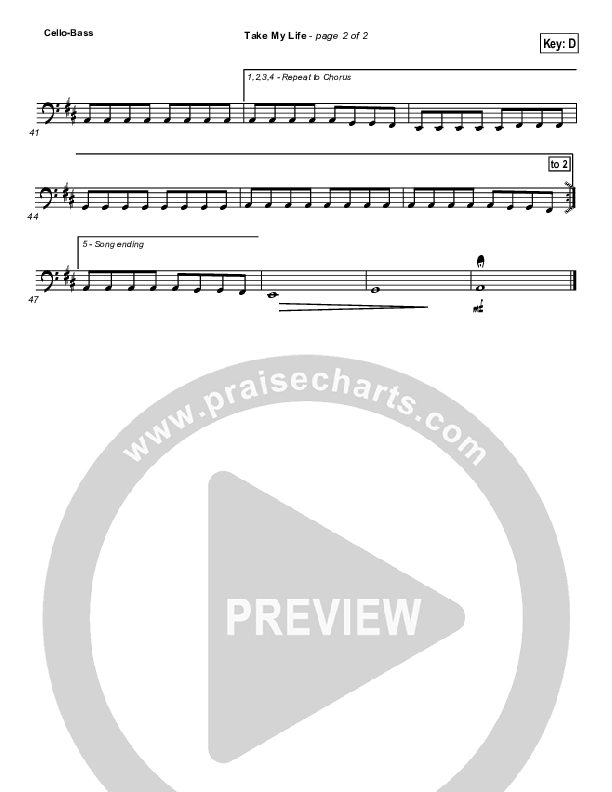 Take My Life Cello/Bass (Chris Tomlin / Passion)