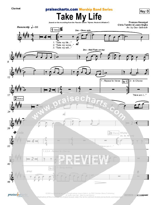 Take My Life Wind Pack (Chris Tomlin / Passion)