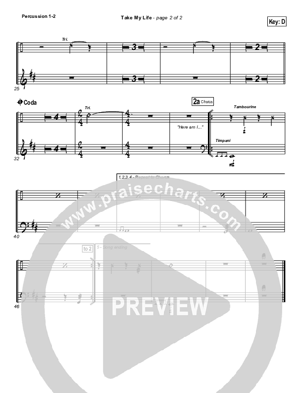 Take My Life Percussion (Chris Tomlin / Passion)