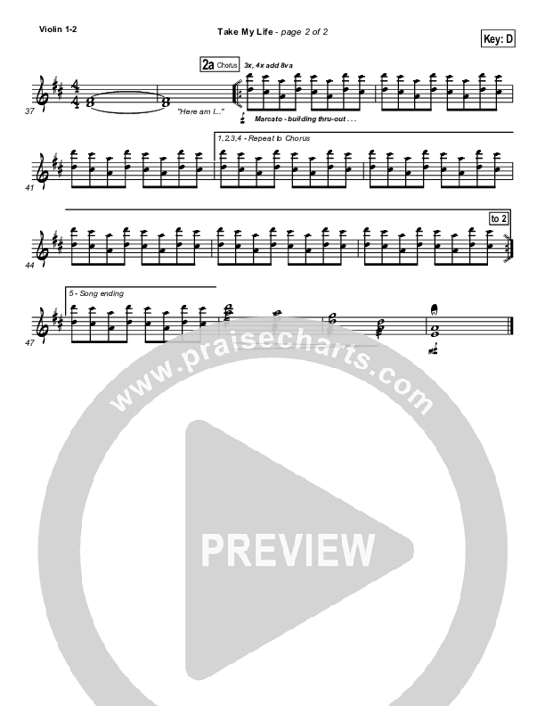 Take My Life Violin 1/2 (Chris Tomlin / Passion)