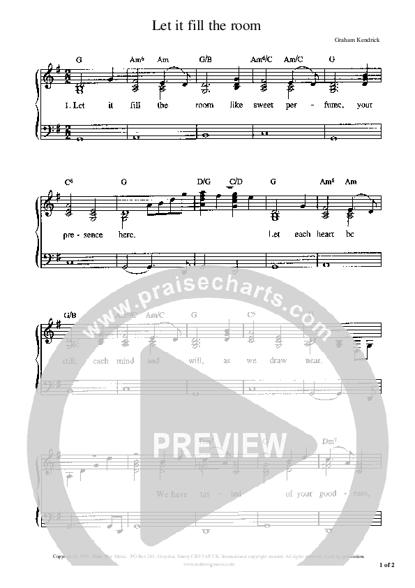Let It Fill The Room Piano/Vocal (Graham Kendrick)