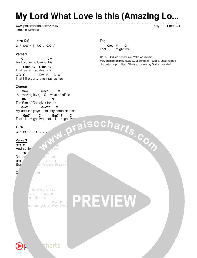 Amazing Love Chords & Lyrics (Graham Kendrick)