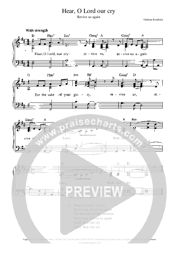 Hear O Lord Our Cry Piano/Vocal (Graham Kendrick)