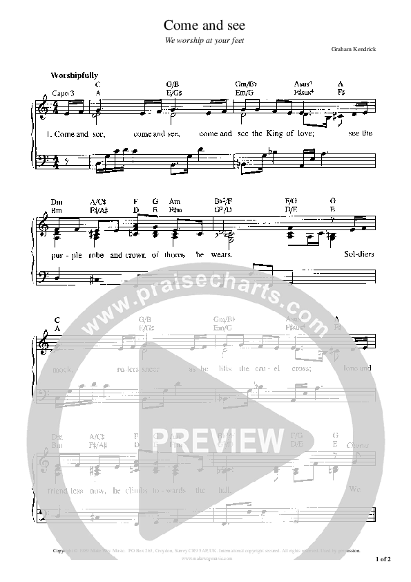 Come And See Piano/Vocal (Graham Kendrick)