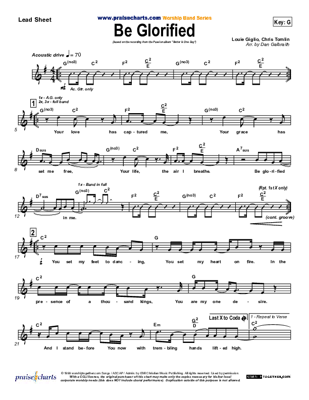 Be Glorified Lead Sheet (Chris Tomlin)